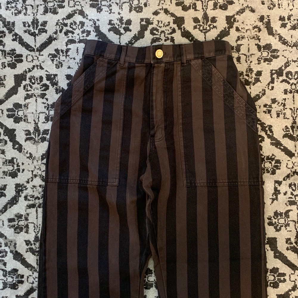 Big Bud Press Black and Brown Striped Straight-Leg Pants - Picture 4 of 13